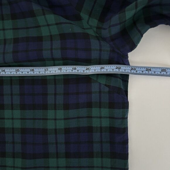 Gretchen Scott Blouse Womens Sz Large Blue Green Plaid Peasant 3/4 Sleeve Cotton - Picture 8 of 12